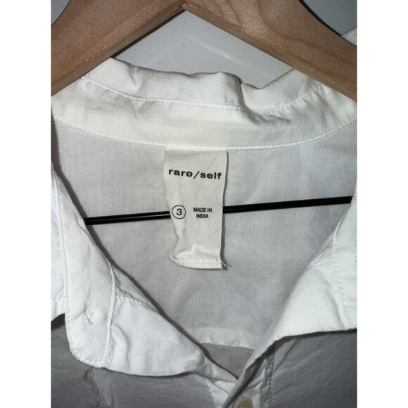 rare/self All-Gender Pieced Cotton Button Down Shirt white asymmetrical hem Med - Picture 4 of 9